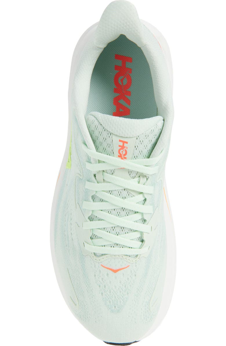 HOKA Clifton 10 Running Shoe, Alternate, color, Sea Glass/ Neon Flame