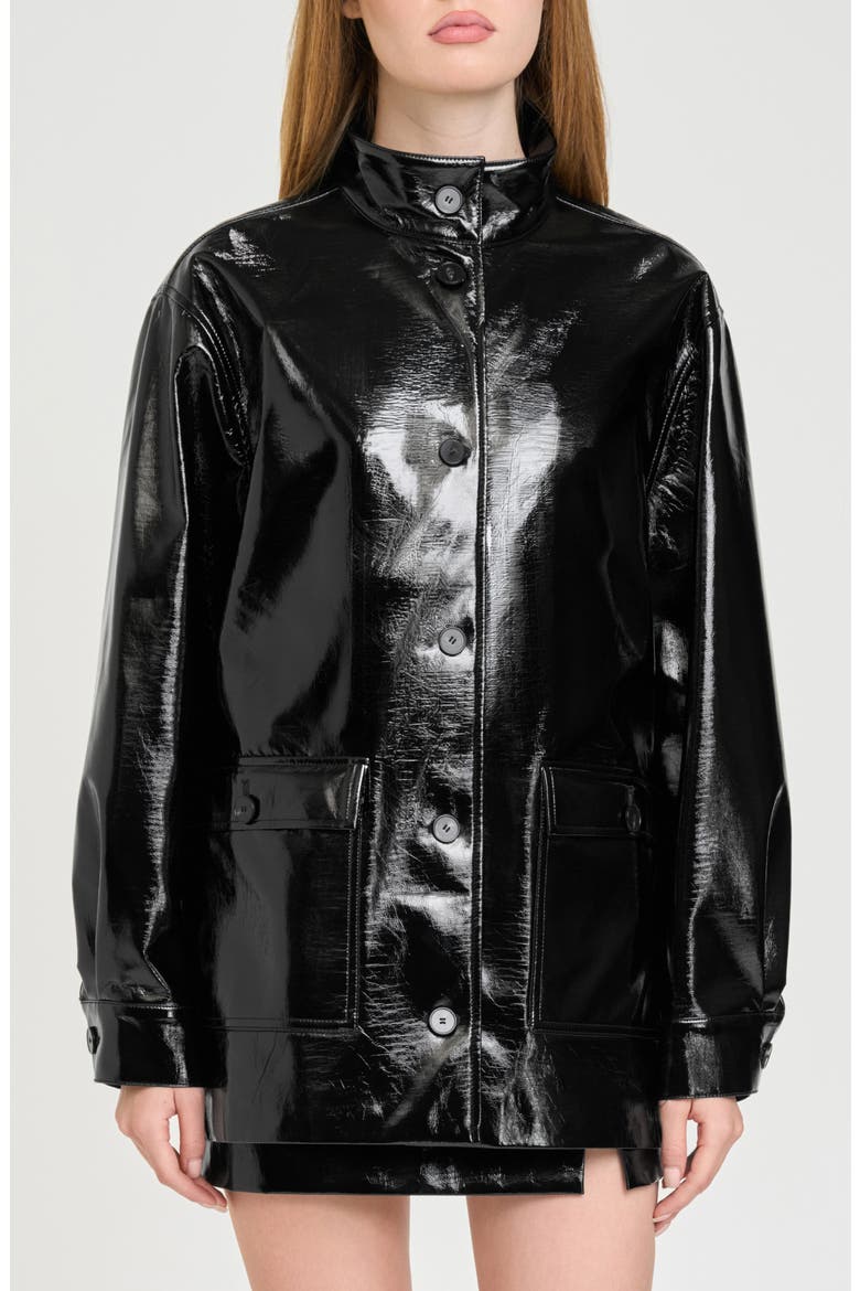 Rocky Faux Leather Jacket, Alternate, color, BLACK