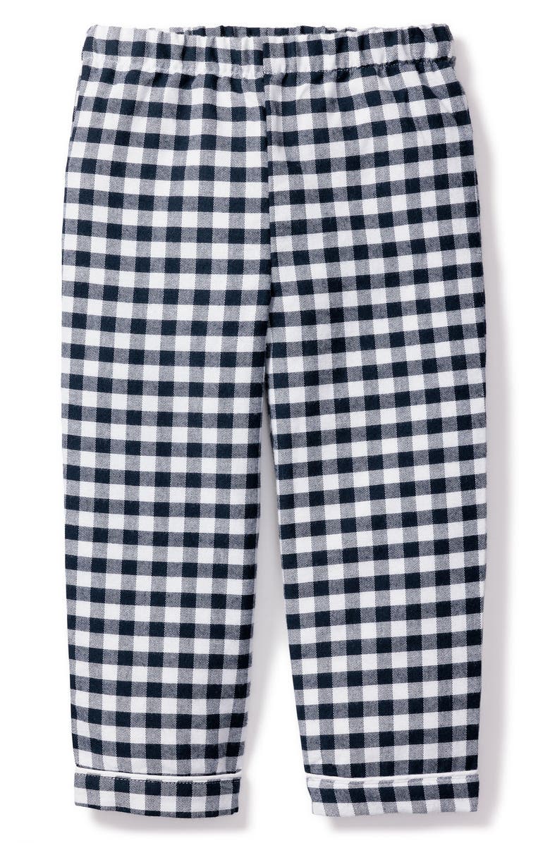 Petite Plume Kids' Gingham Cotton Blend Pajama Pants, Main, color, Navy