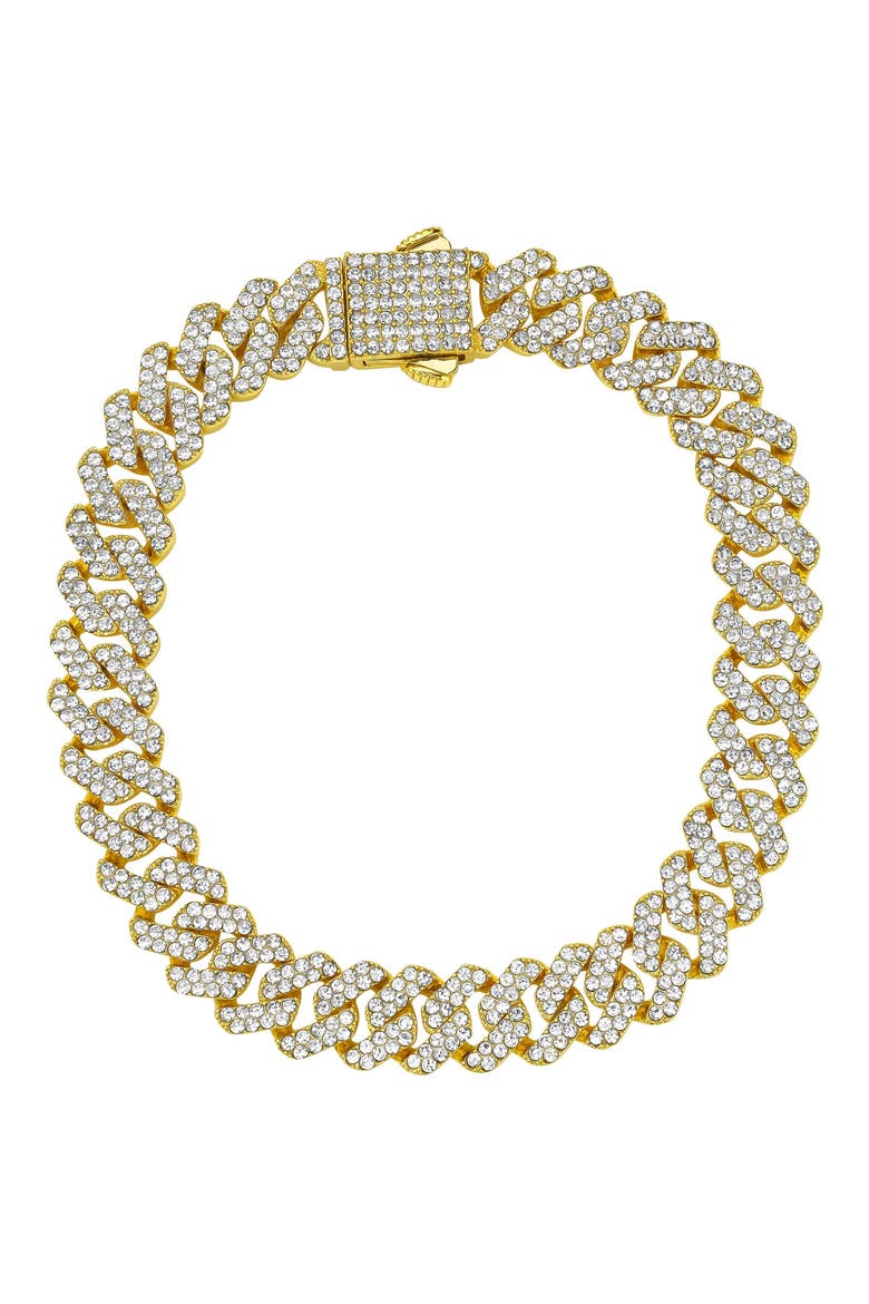 Men's Pavé Cubic Zirconia 10mm Curb Chain Bracelet, Main, color, GOLD