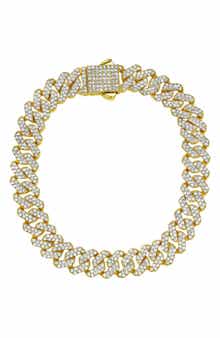 Adornia Men's Pavé Cubic Zirconia 10mm Curb Chain Bracelet
