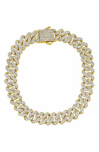 Adornia Men's Pavé Cubic Zirconia 10mm Curb Chain Bracelet