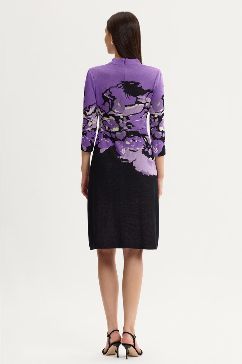 A-Line Abstract Jacquard Soft Knit Dress, Alternate, color, Sunset Purple/Black