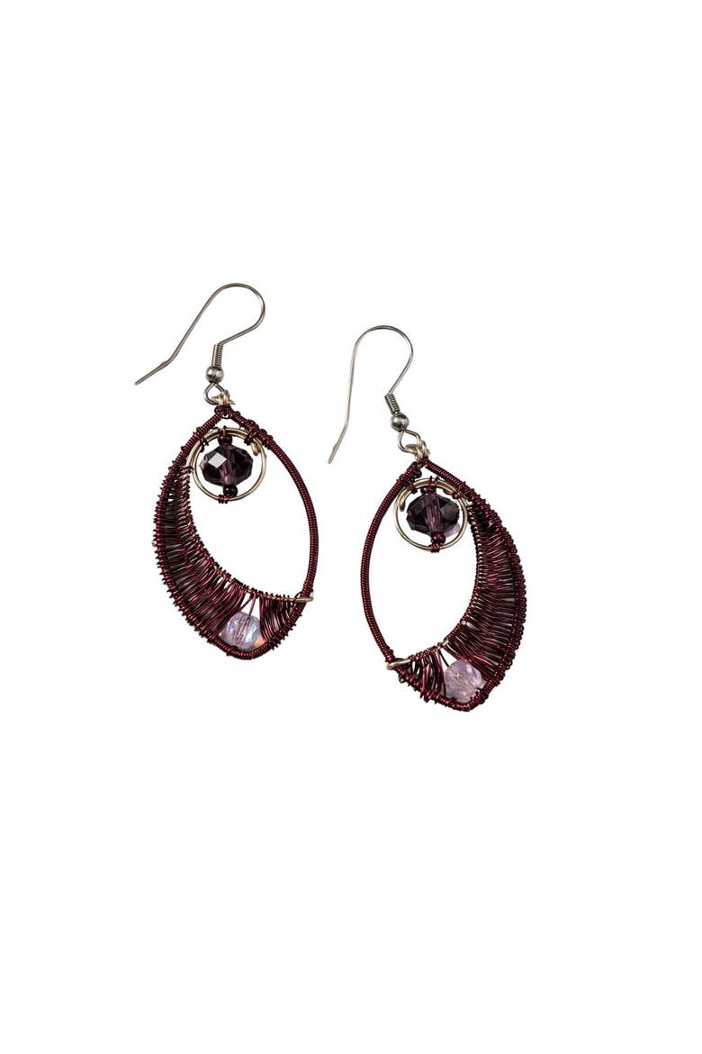 Ojo Wire Wrapped Earrings, Main, color, Purple