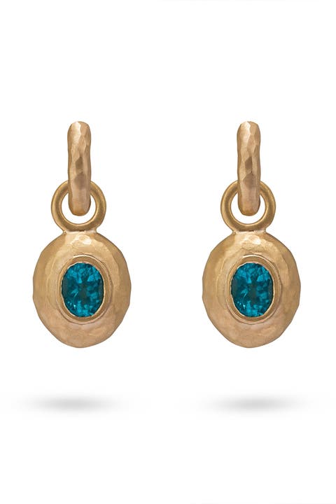 Wander Hoops Small with Sasso Charms Apatite. Handmade in Italy