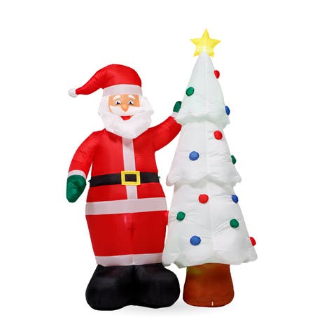 7 ft. Outdoor Lit Inflatable - Santa and Tree