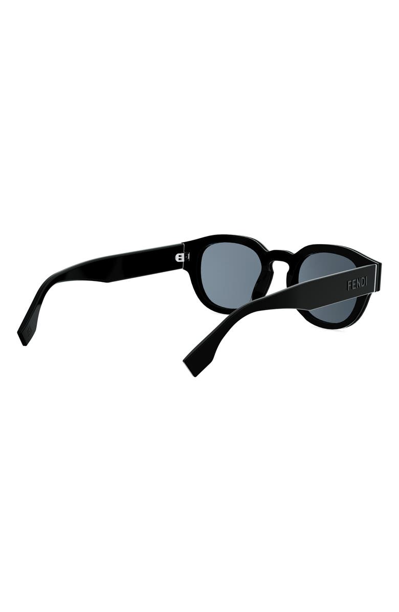 Fendi Signature 48mm Small Phantos Sunglasses, Alternate, color, Shiny Black / Smoke