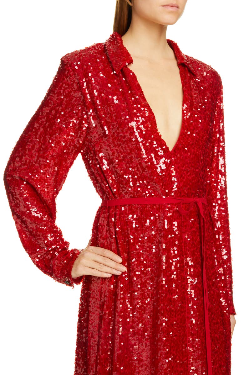 Dries Van Noten Della Sequin Long Sleeve Shirtdress, Alternate, color, 