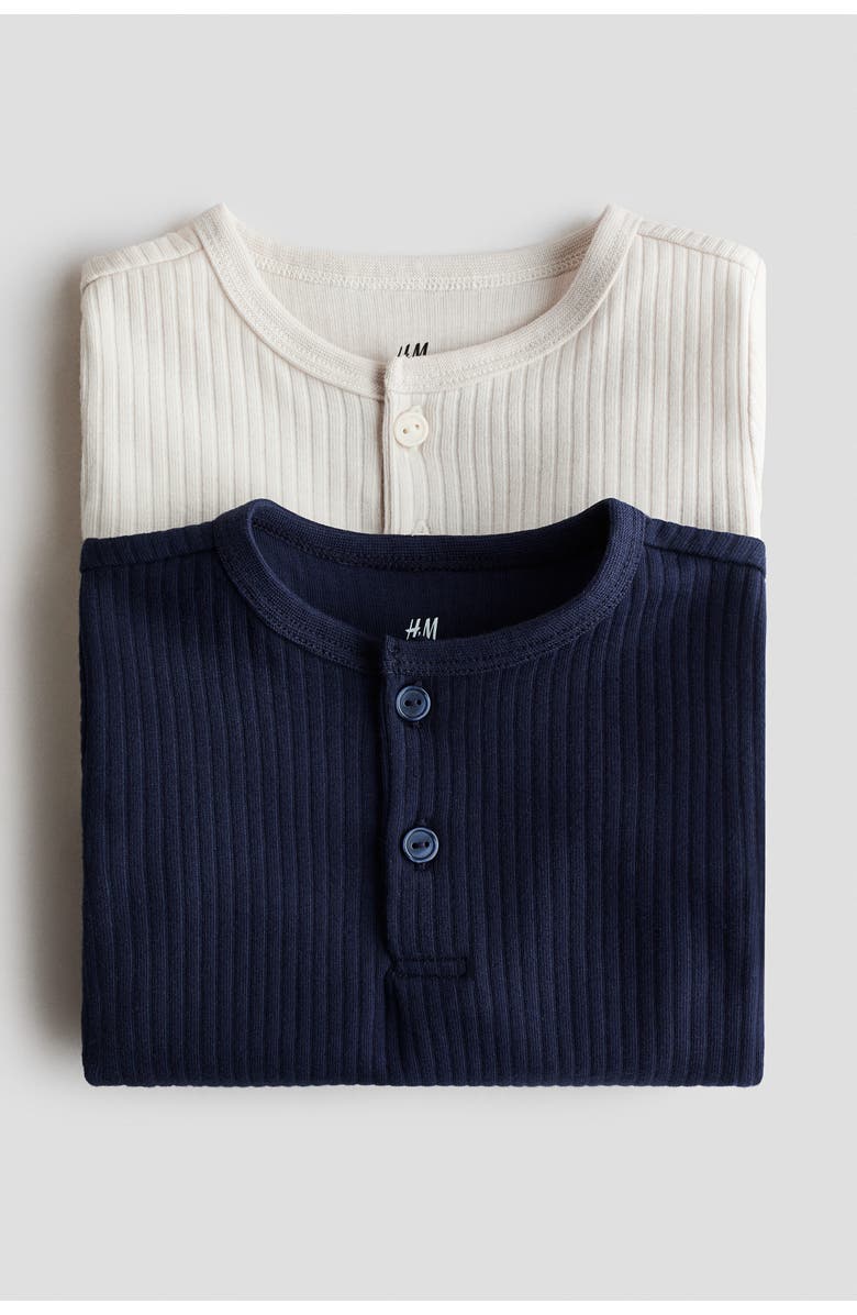H&M 2-pack Cotton Henley Tops, Alternate, color, 