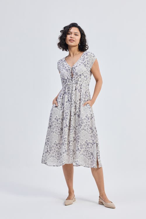 Reistor Deep V-neck Gathered Dress In Florals In Blooming Tiles