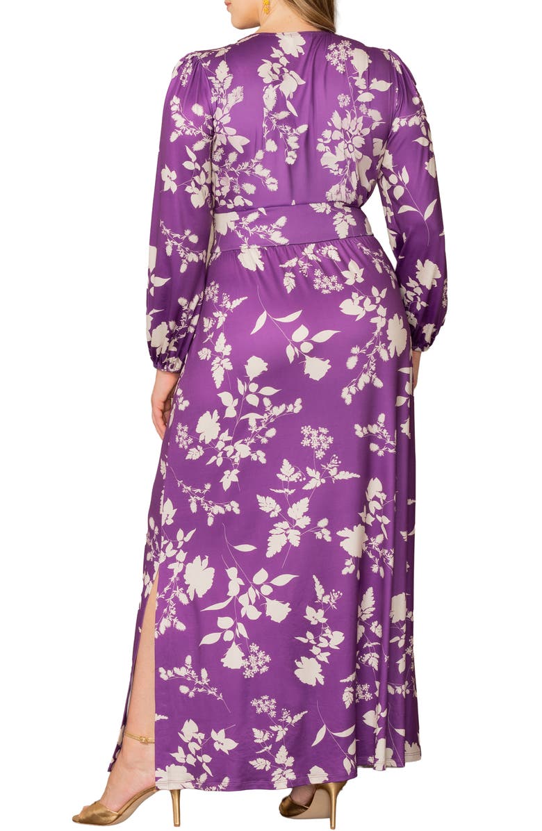 Kiyonna Kelsey Long Sleeve Maxi Dress, Alternate, color, Purple Multi