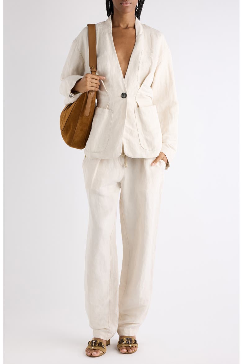 Soraya Linen & Silk Jacket, Alternate, color, ECRU
