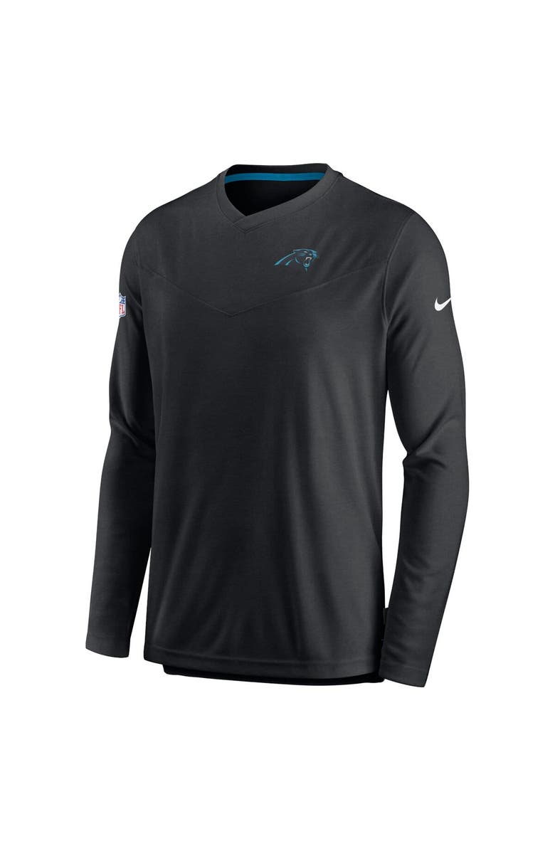 Nike Men's Nike Black Carolina Panthers Sideline Coach Chevron Lock Up Long Sleeve V-Neck Performance T-Shirt, Alternate, color, Black