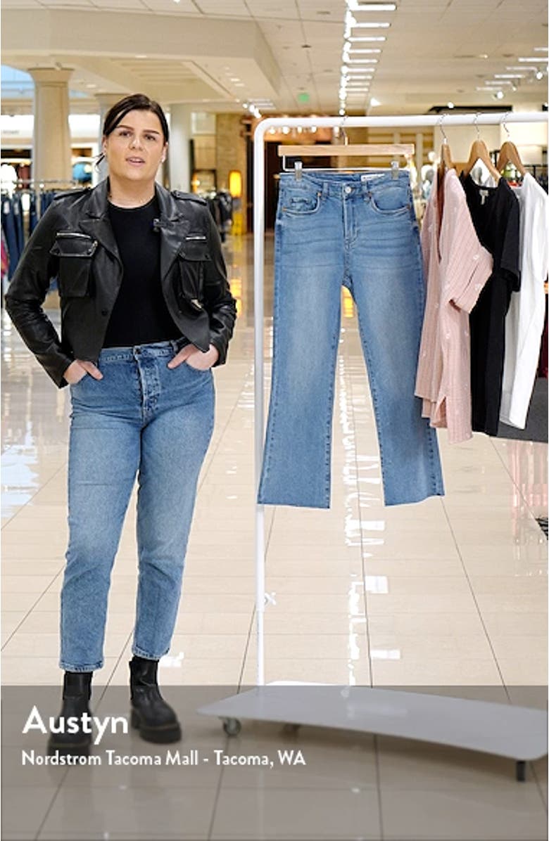Mid Rise Raw Hem Kick Flare Organic Cotton Jeans, sales video thumbnail