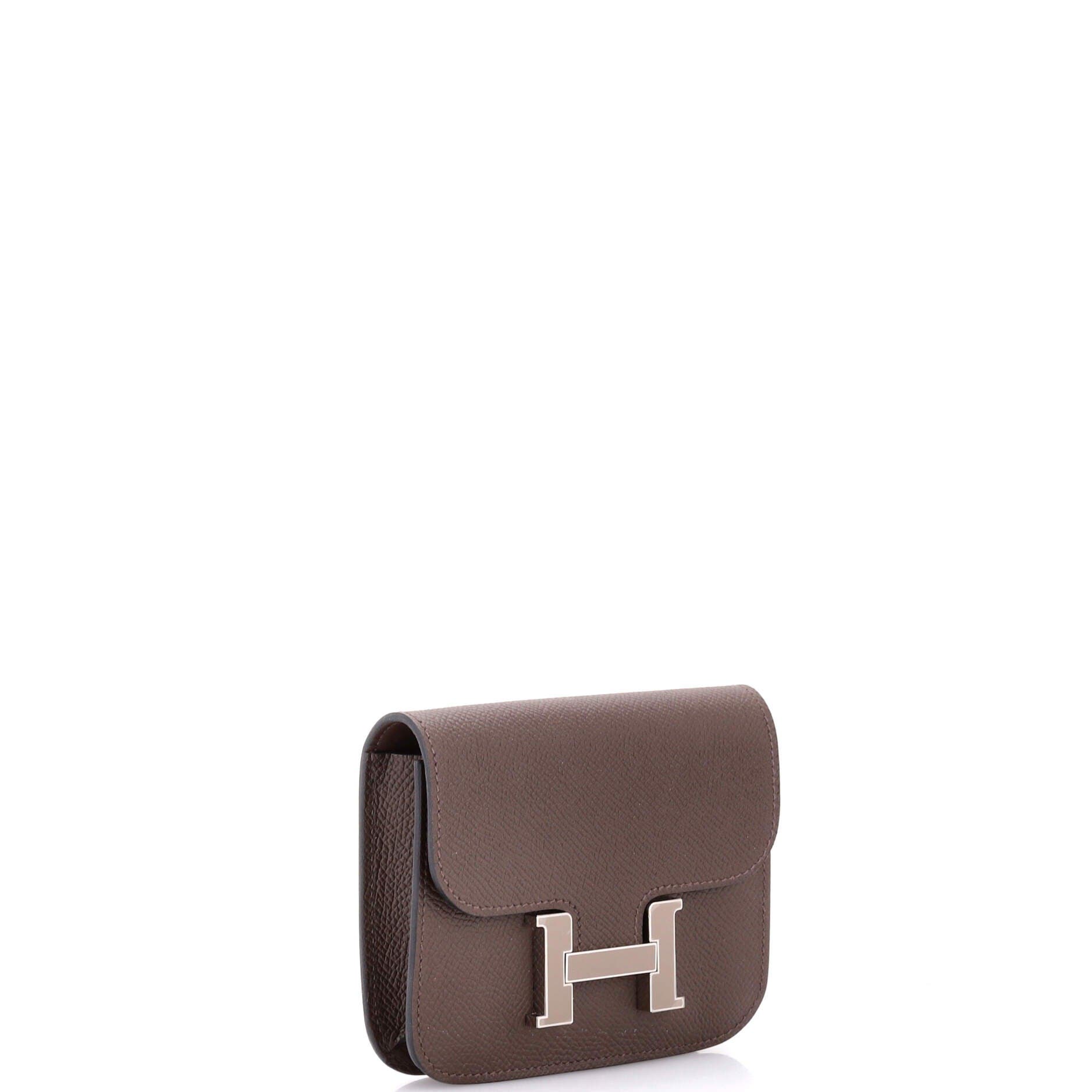 Pre-Owned Hermes Constance Slim Wallet Epsom, Alternate, color, Ecorce