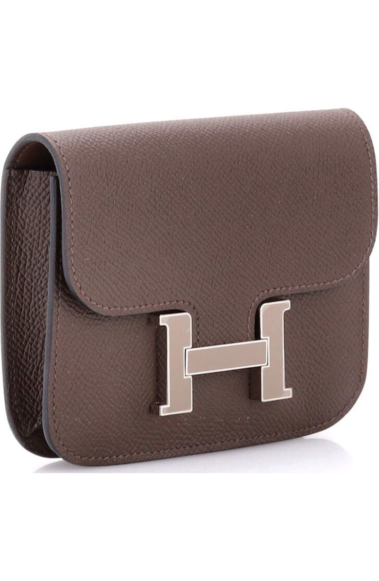 Pre-Owned Hermes Constance Slim Wallet Epsom, Alternate, color, Ecorce