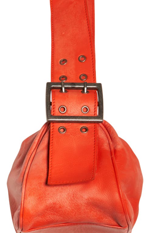 Free People Army Candy Leather Baguette Bag In Red Orange
