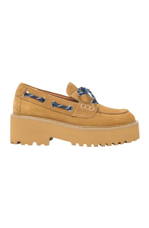 Suede platform boat shoes