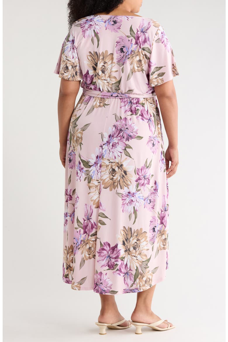 Flutter Sleeve High Low Dress, Alternate, color, LILAC FLORAL