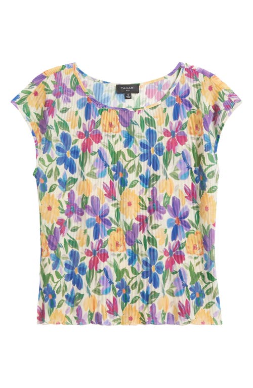 Tahari Asl Plisse Top In Sand Jungle