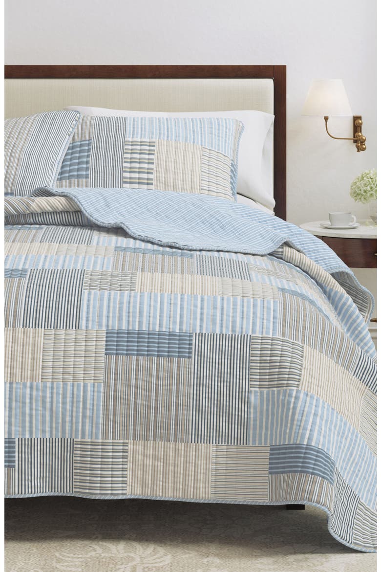 Stripe Patchwork Quilt Set, Alternate, color, BLUE STRIPE PATCHWORK