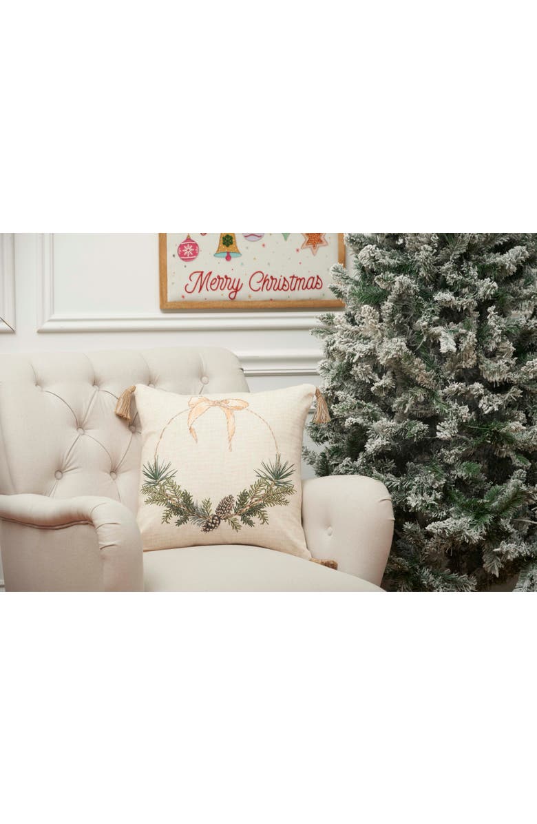C&F Home Pinecone Wreath Throw Pillow, 18" x 18", Alternate, color, Beige