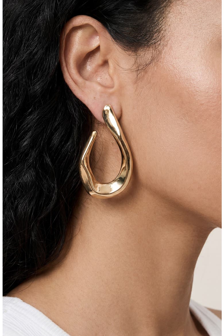 Curved Statement Hoop Earrings, Alternate, color, GOLD