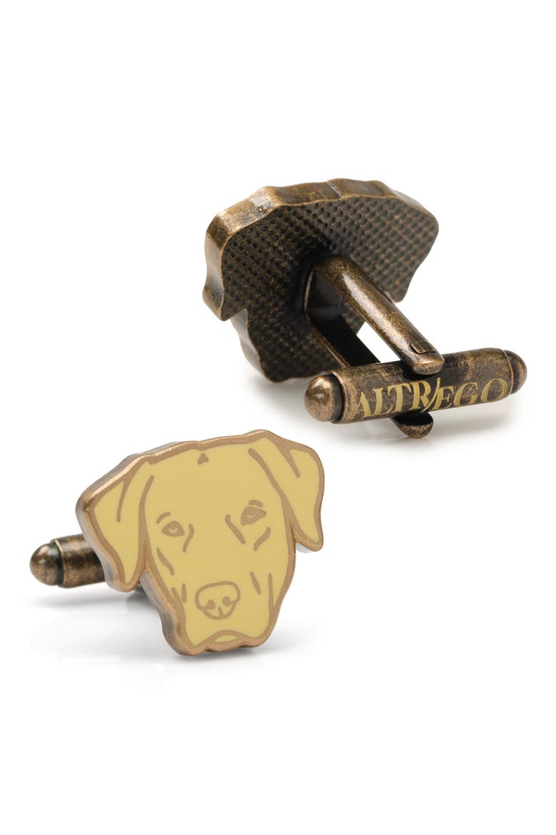 Yellow Labrador Cuff Links, Main, color, GOLD