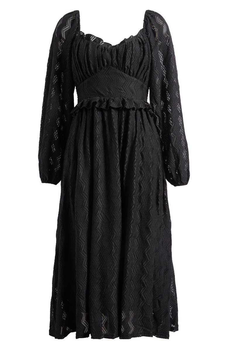 Mila Mae Chevron Stitch Long Sleeve Midi Dress, Alternate, color, Black