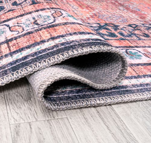 Jonathan Y Dalyan Geometric Medallions Machine-washable Round Area Rug In Terra/navy