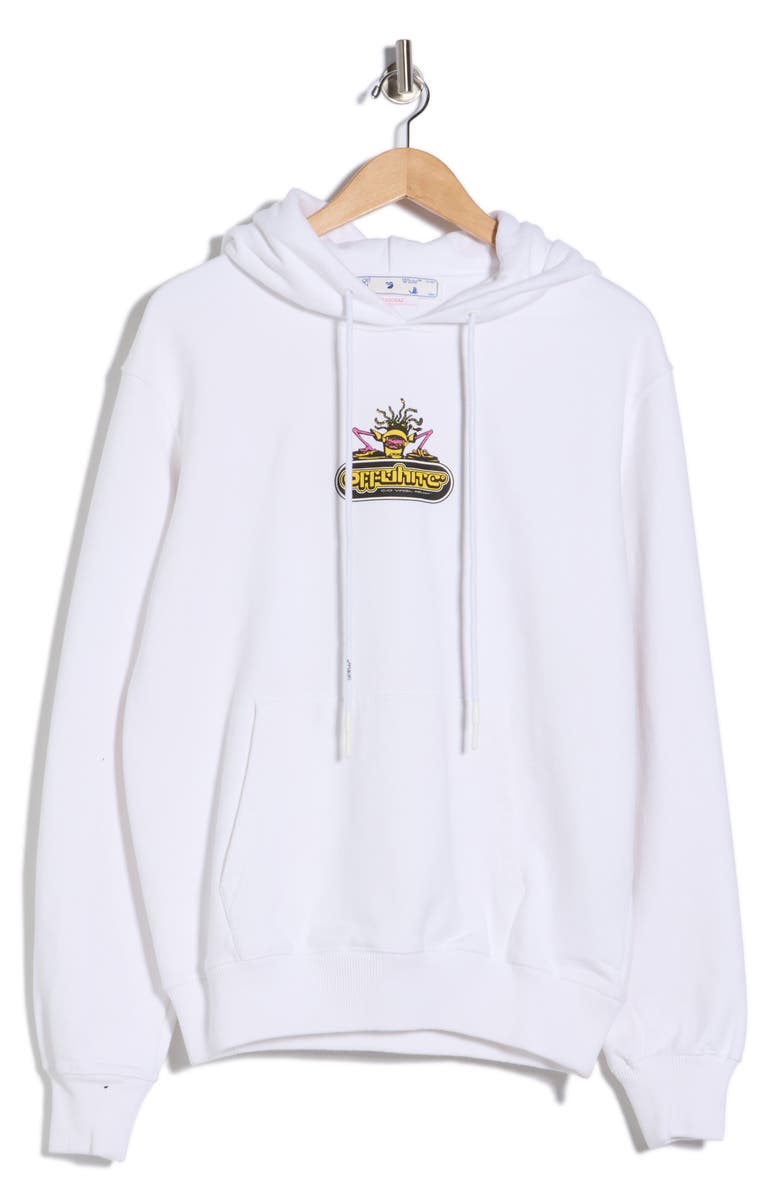 Off-White Slim Fit 90s DJ Graphic Hoodie, Alternate, color, Black And White