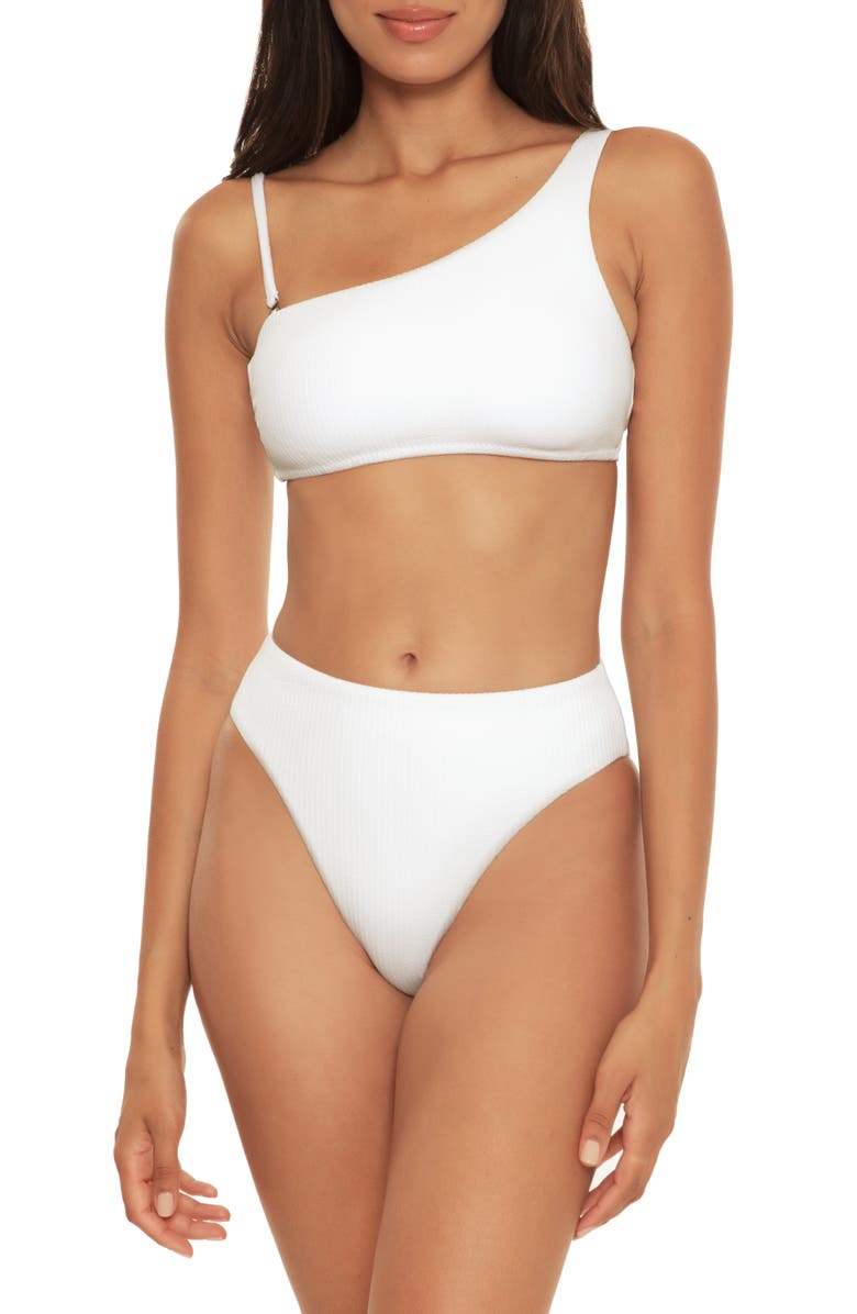 Becca Pucker Up Asymmetric One-Shoulder Bikini Top, Alternate, color, 