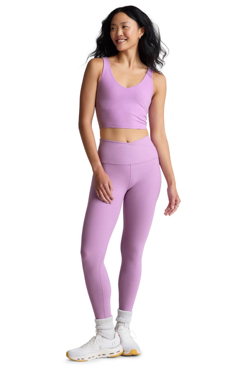 Beyond Yoga At Your Leisure Space Dye High Waist Midi Leggings, Alternate, color, Lilac Petal Heather