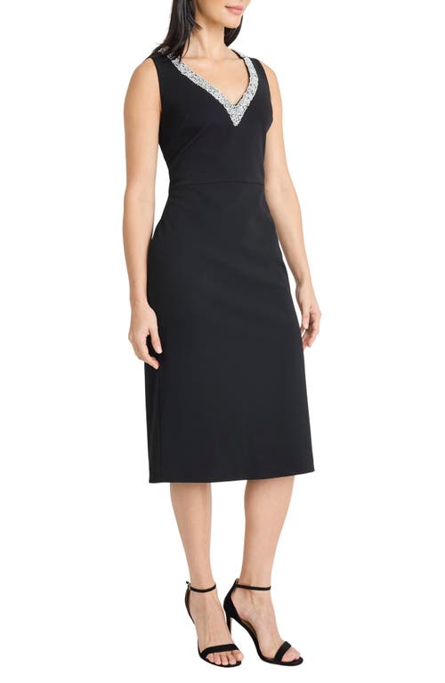 Maggy London Rhinestone Detail Sheath Midi Dress In Black