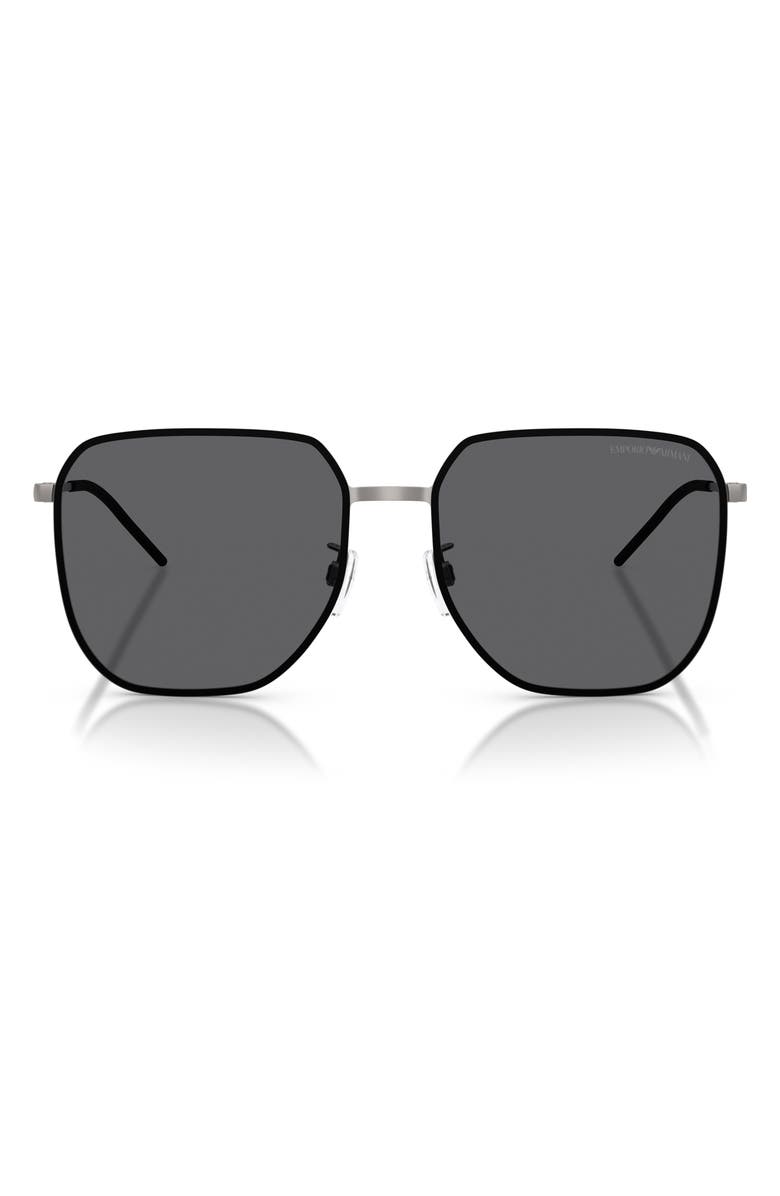 Emporio Armani 60mm Polarized Square Sunglasses, Main, color, Matte Gunmetal / Polar Grey