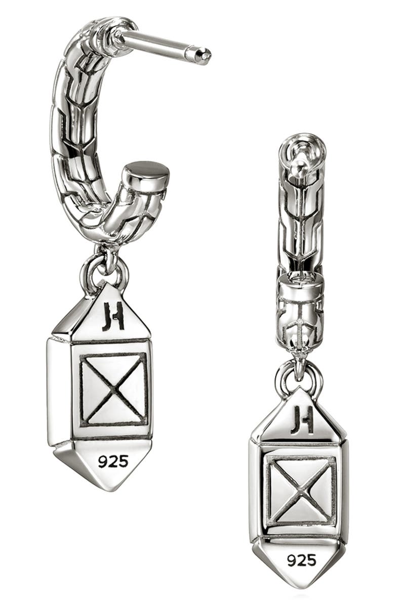 John Hardy Icon Stud Diamond Hoop Earrings, Alternate, color, Silver