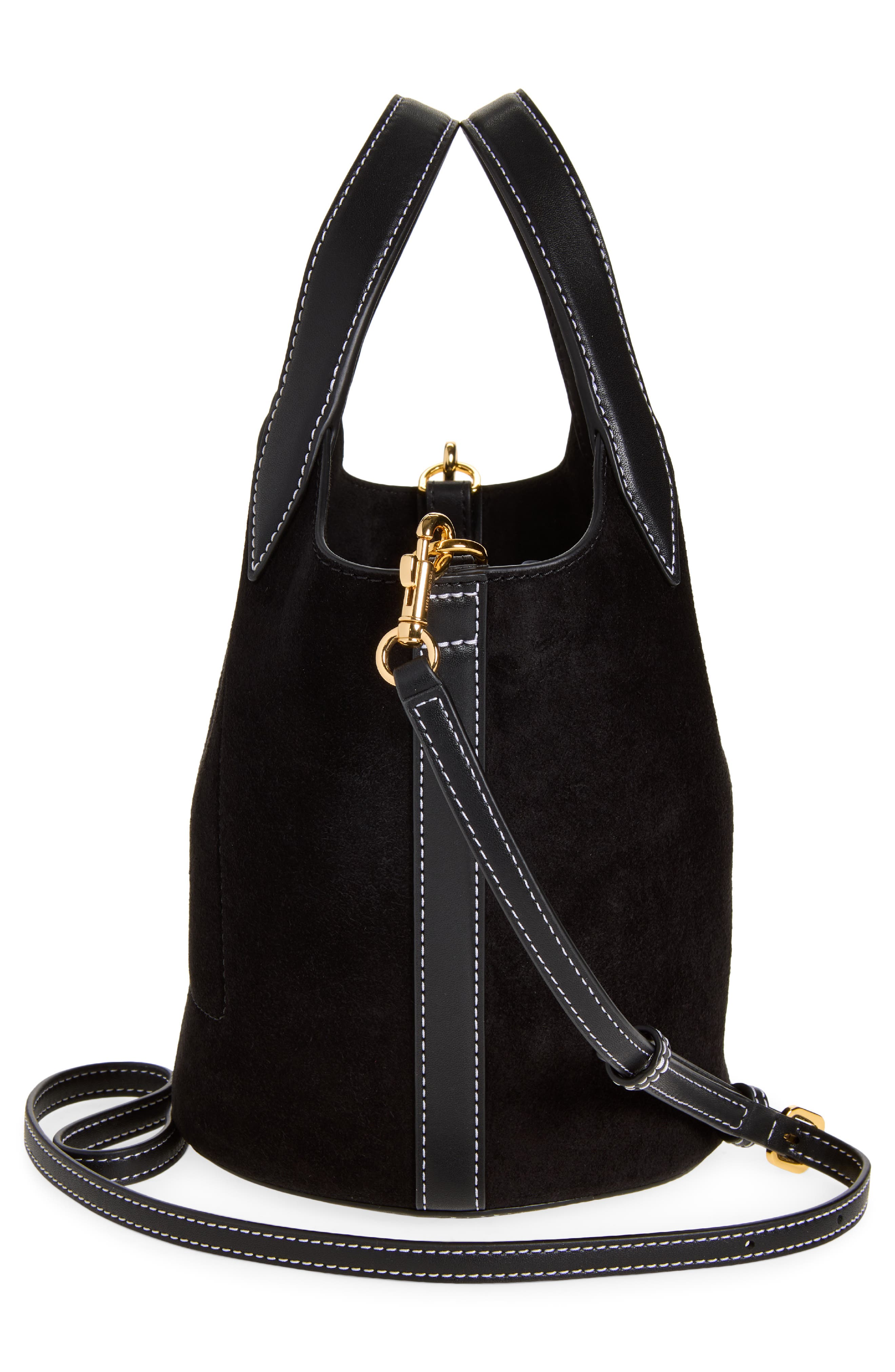 Anchor Leather & Suede Handbag, Alternate, color, BLACK