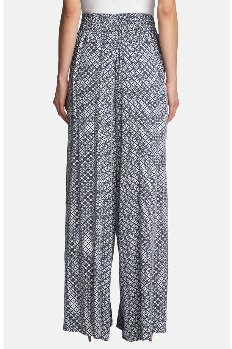 High Rise Wide Leg Print Trousers, Alternate, color, MARINA NAVY