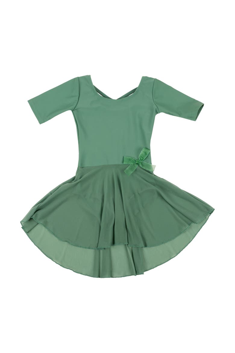 Girls Short Sleeve Skirted Leotard, Main, color, GREEN