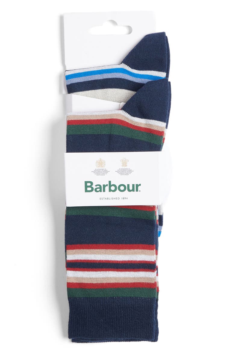 Assorted 2-Pack Summer Stripe Cotton Blend Dress Socks, Alternate, color, NAVY MIX