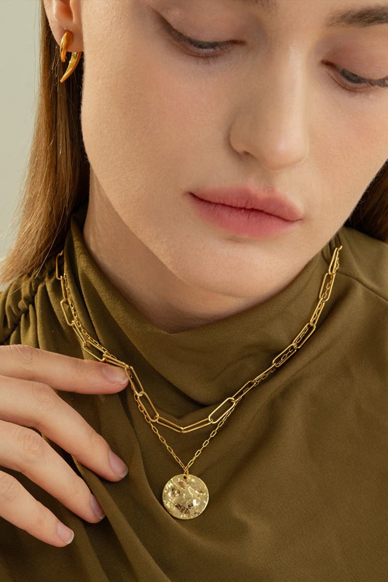 14k Gold Plated Roth Layered Necklace Trendy Everyday Minimalist, Alternate, color, Gold