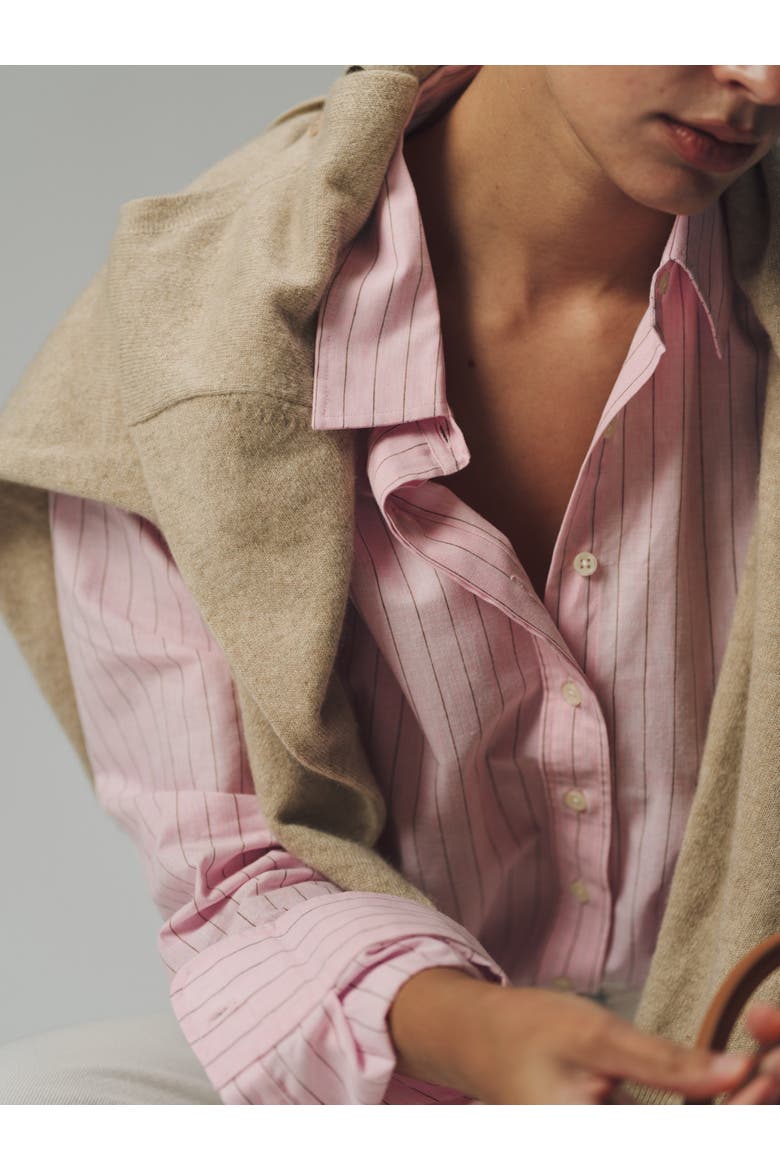 The Washed Linen Shirt, Alternate, color, Pink/Tan Stripe