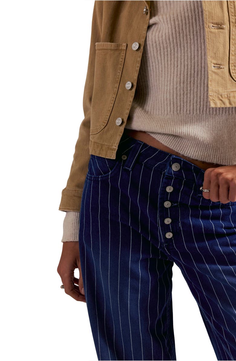 Free People Nia Stripe Boyfriend Jeans, Alternate, color, Indigo Pinstripe