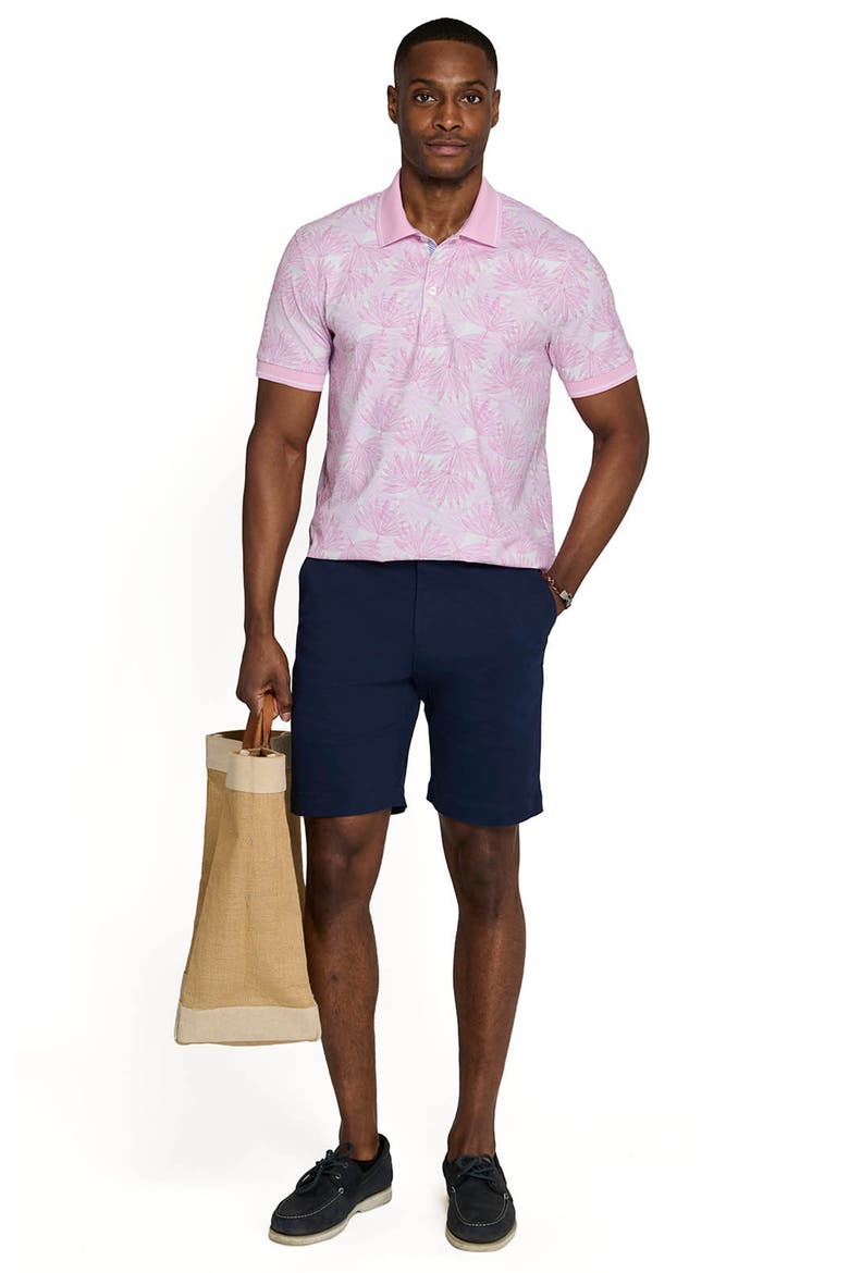 Slim Fit Leaf Polo Short Sleeve Shirt, Alternate, color, LT. PINK
