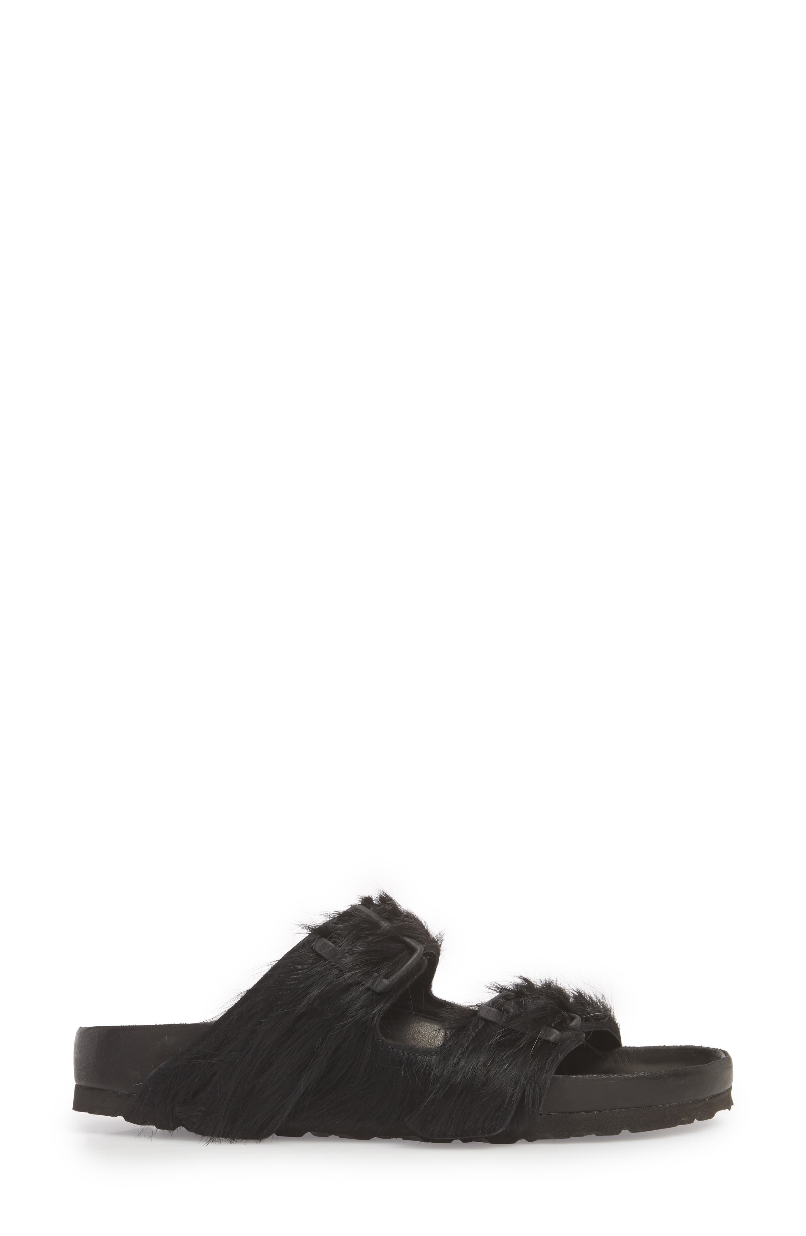 Birkenstock x Rick Owens Arizona Genuine Calf Hair Slide Sandal, Alternate, color, BLACK