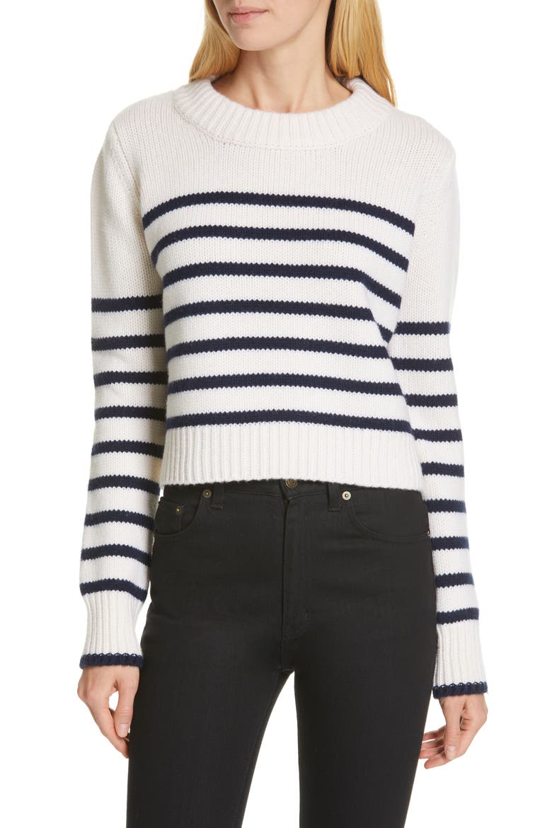 Mini Maren Wool & Cashmere Sweater, Main, color, CREAM/ NAVY