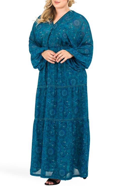 Maxine Floral Print Maxi Dress (Plus Size)