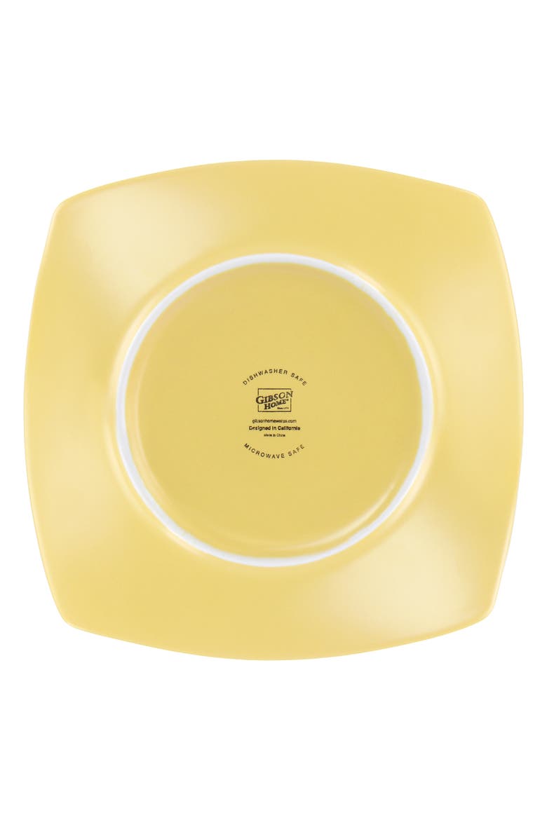 12 Piece Square Fine Ceramic Dinnerware Set, Alternate, color, Yellow
