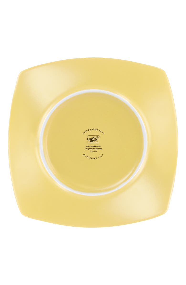 Gibson Home Zen Buffetware 12 Piece Square Fine Ceramic Dinnerware Set, Alternate, color, Yellow