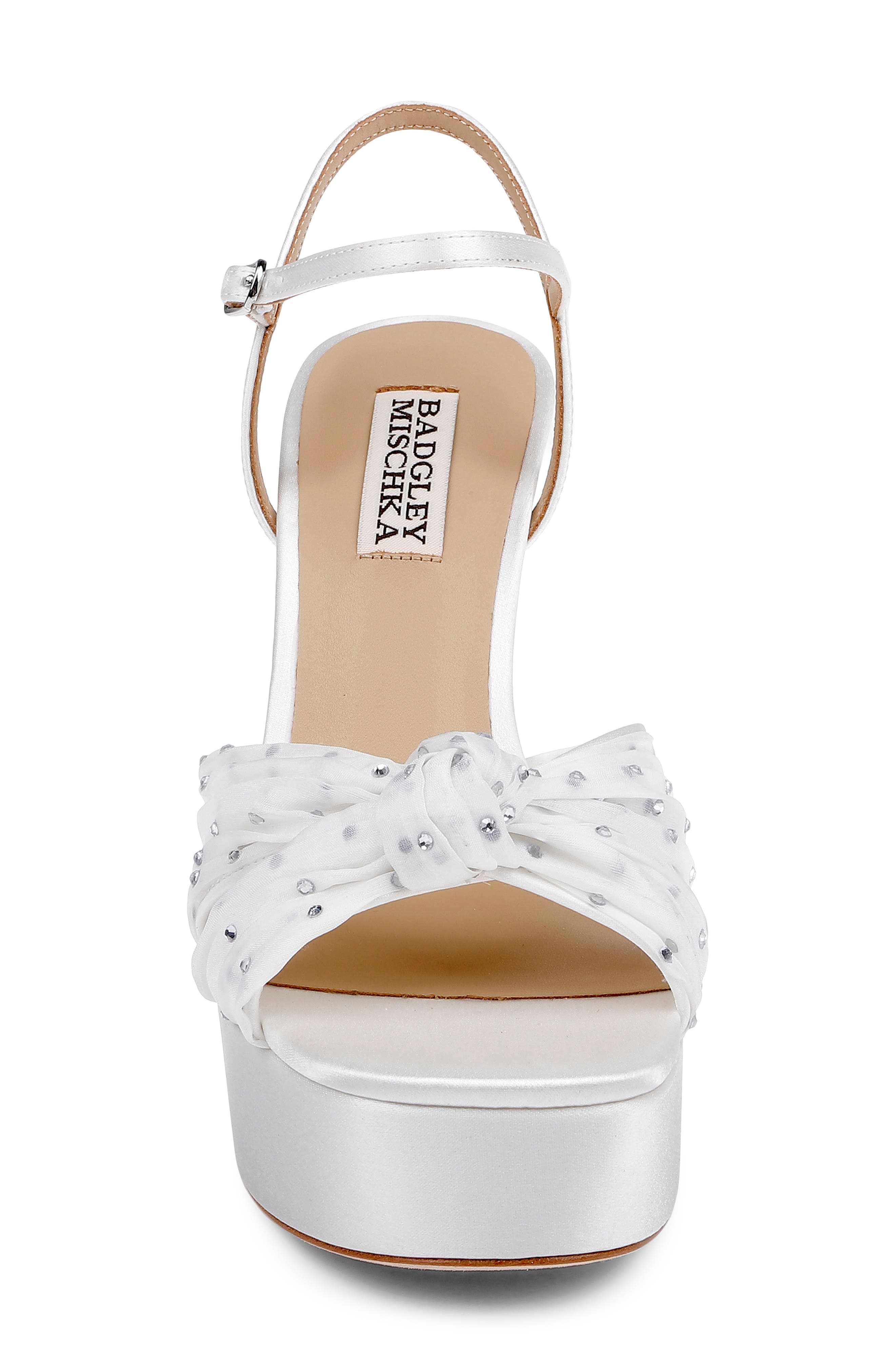 Badgley Mischka Collection Willabella Ankle Strap Platform Sandal, Alternate, color, White Satin